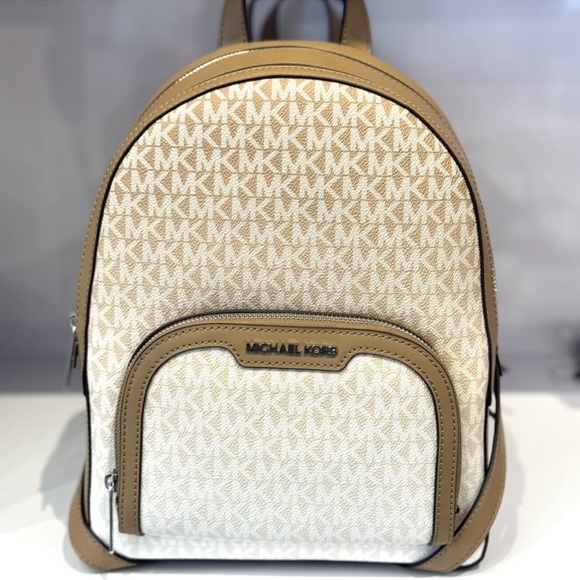 Michael Kors Jaycee Medium Ombré Signature Logo Backpack Husk - Picture 1 of 9
